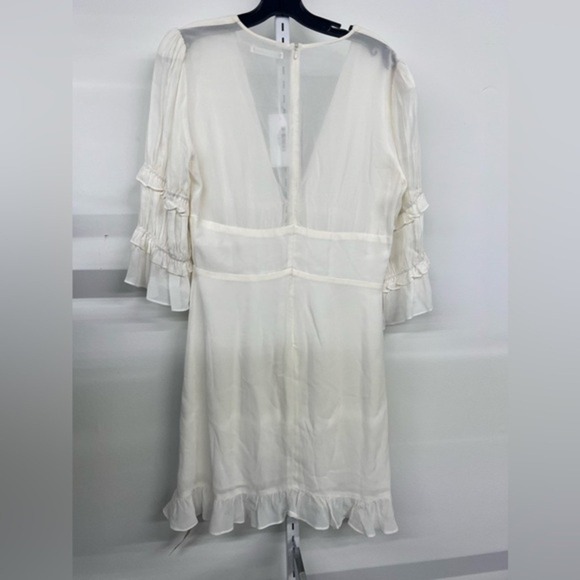 Reformation Ivory Lace Up Ruffle Sleeve Mini Dress Size 10 NWT - Picture 7 of 8